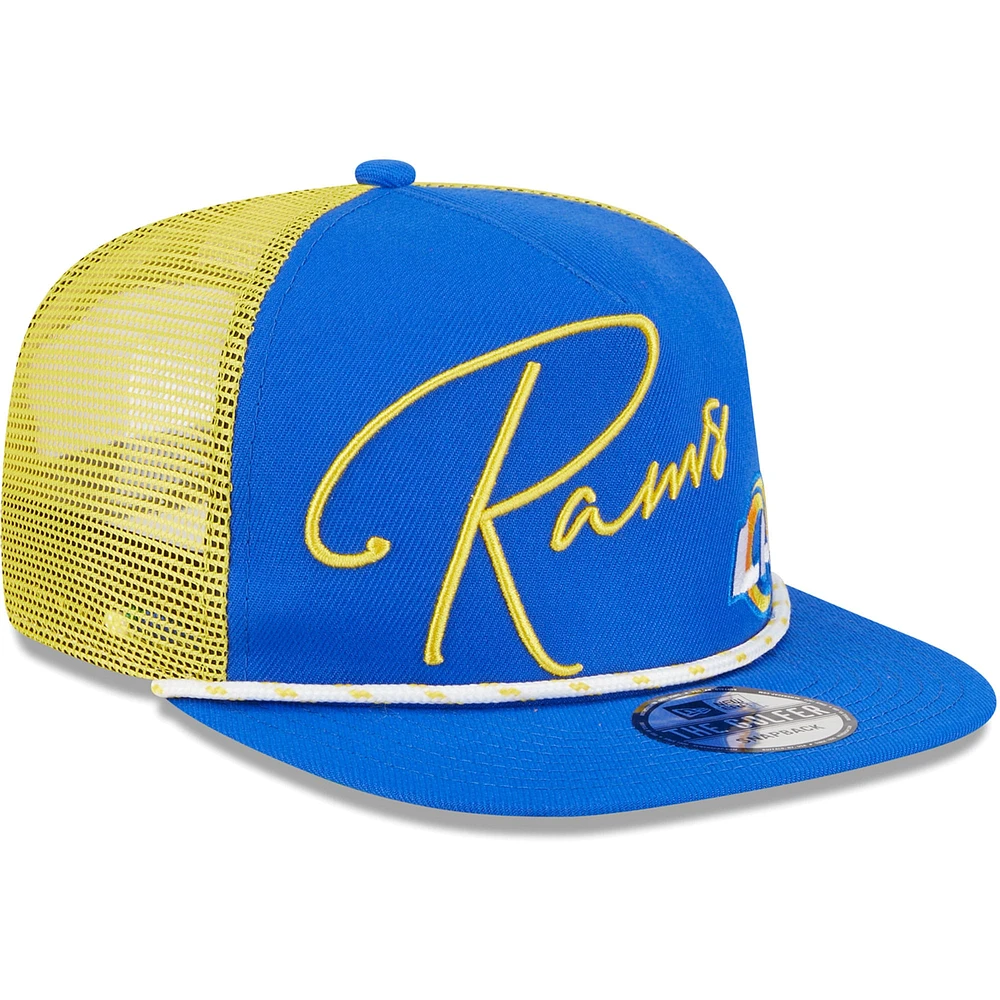 Men's New Era Royal Los Angeles Rams Script Logo Golfer 9FIFTY Snapback Hat