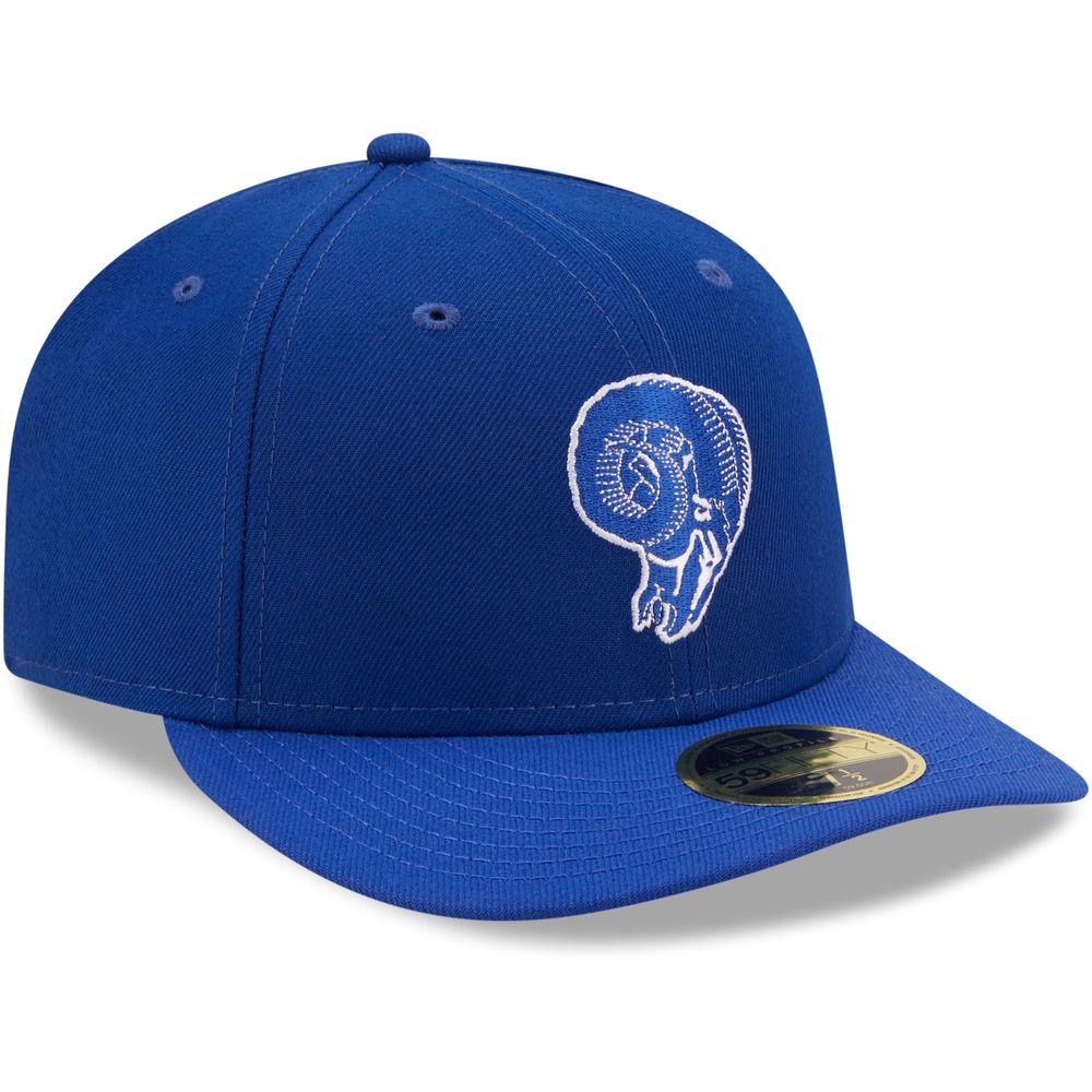 Men's New Era Royal Los Angeles Rams Skull Omaha Throwback Low Profile 59FIFTY Fitted Hat