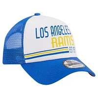 Men's New Era /Royal Los Angeles Rams Stacked A-Frame Trucker 9FORTY Adjustable Hat