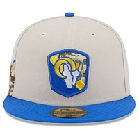 Casquette ajustée 59FIFTY New Era Stone/Royal Los Angeles Rams 2023 Salute To Service pour hommes