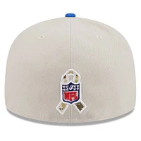 Casquette ajustée 59FIFTY New Era Stone/Royal Los Angeles Rams 2023 Salute To Service pour hommes