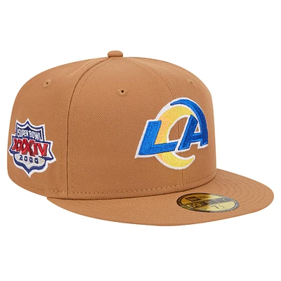 Casquette ajustée 59FIFTY New Era pour hommes, beige, Los Angeles Rams Color Pack, avec patch latéral