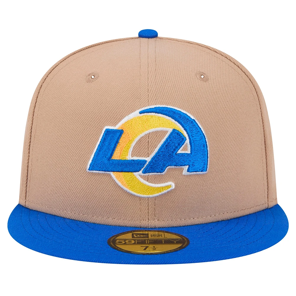 Men's New Era Tan Los Angeles Rams  Logo Main 59FIFTY Fitted Hat