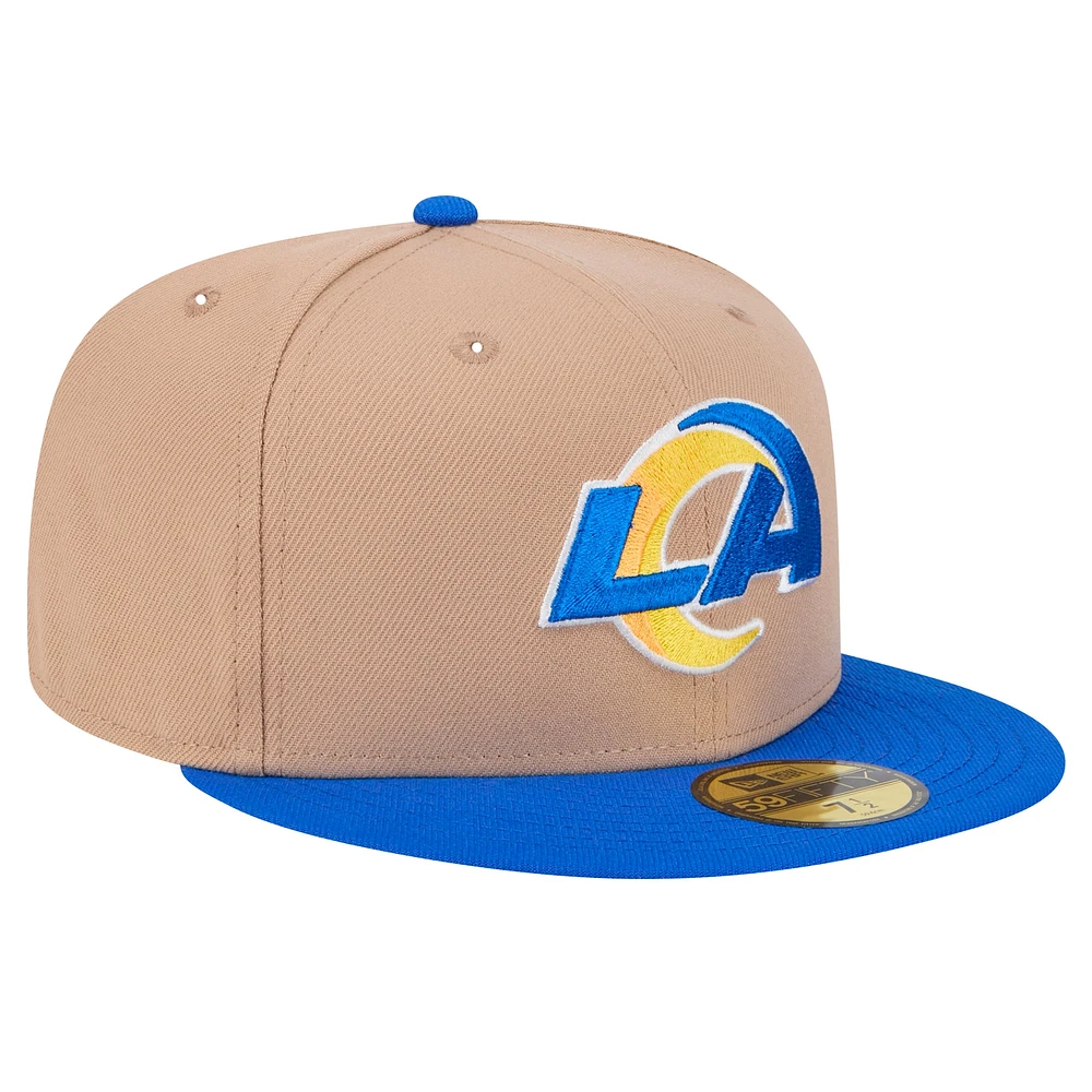 Men's New Era Tan Los Angeles Rams  Logo Main 59FIFTY Fitted Hat