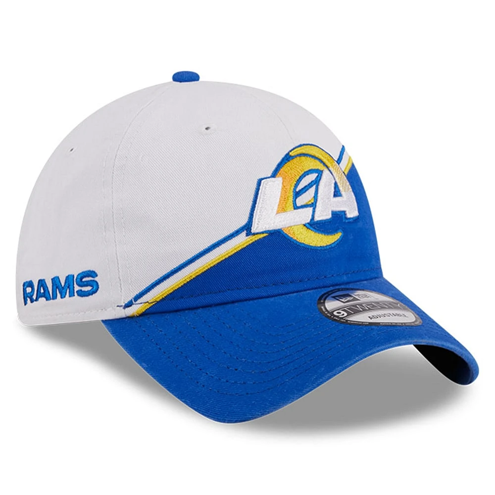 Casquette ajustable Sideline 9TWENTY des Rams de Los Angeles 2023 New Era pour homme, blanc/royal