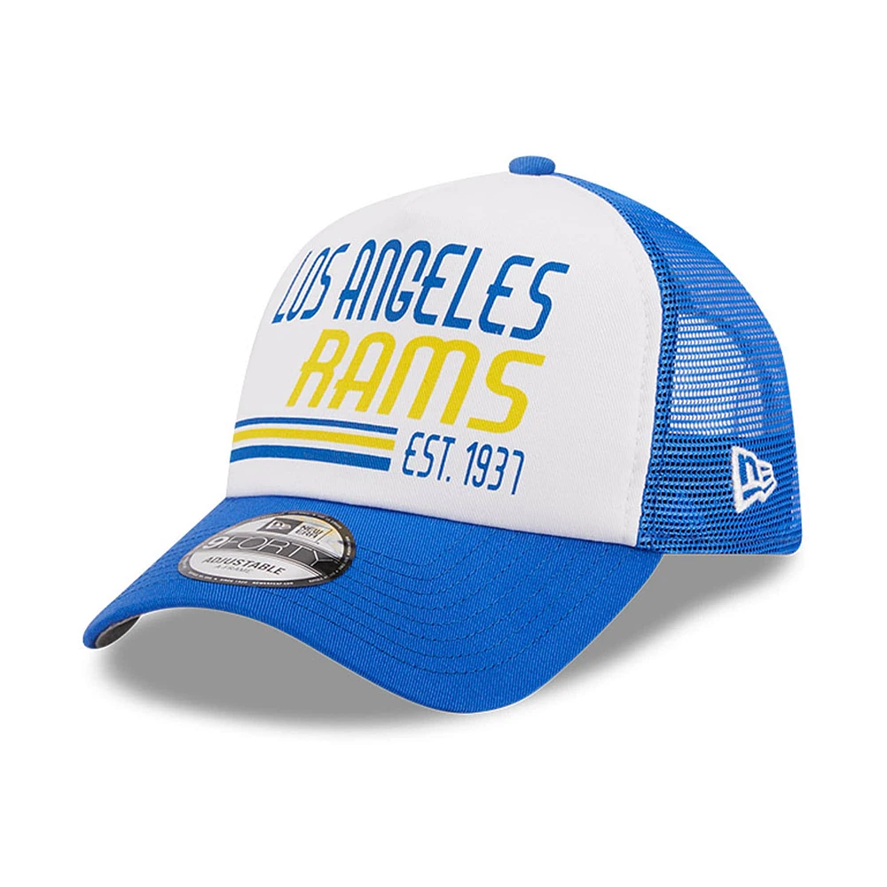 Casquette ajustable 9FORTY Stacked A-Frame Trucker 9FORTY New Era pour hommes, blanc/royal, Los Angeles Rams