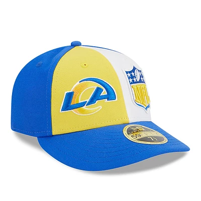 Casquette ajustée 59FIFTY Sideline Low Profile des Rams de Los Angeles 2023 New Era pour homme, jaune/royal