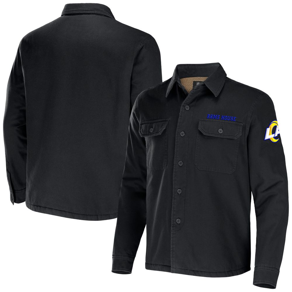 Men's NFL x Darius Rucker Collection by Fanatics Black Los Angeles Rams Canvas Button-Up Shirt Jacket