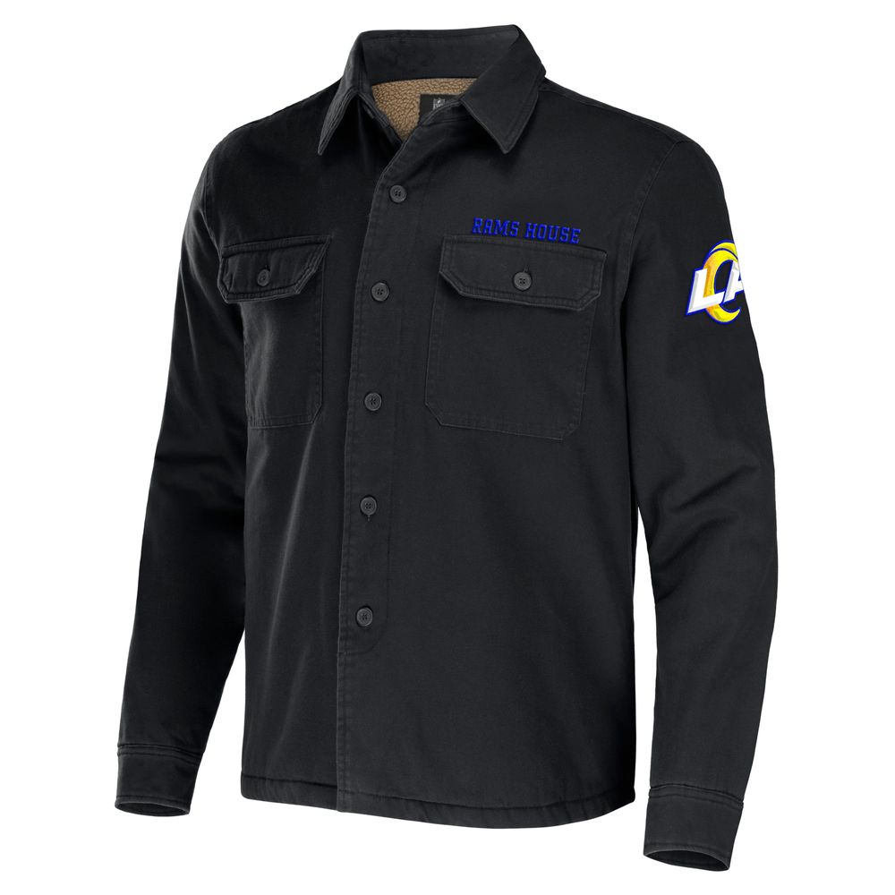 Men's NFL x Darius Rucker Collection by Fanatics Black Los Angeles Rams Canvas Button-Up Shirt Jacket