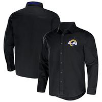 Men's NFL x Darius Rucker Collection by Fanatics Black Los Angeles Rams Convertible Twill Long Sleeve Button-Up Shirt