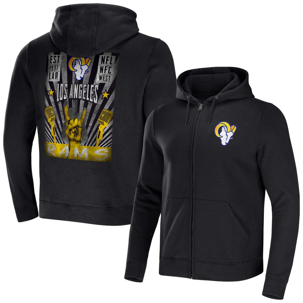 Men's NFL x Darius Rucker Collection by Fanatics Black Los Angeles Rams Rocker Full-Zip Hoodie