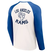 T-shirt raglan à manches longues pour homme de la collection NFL x Darius Rucker par Fanatics, couleur crème/bleu royal, Los Angeles Rams