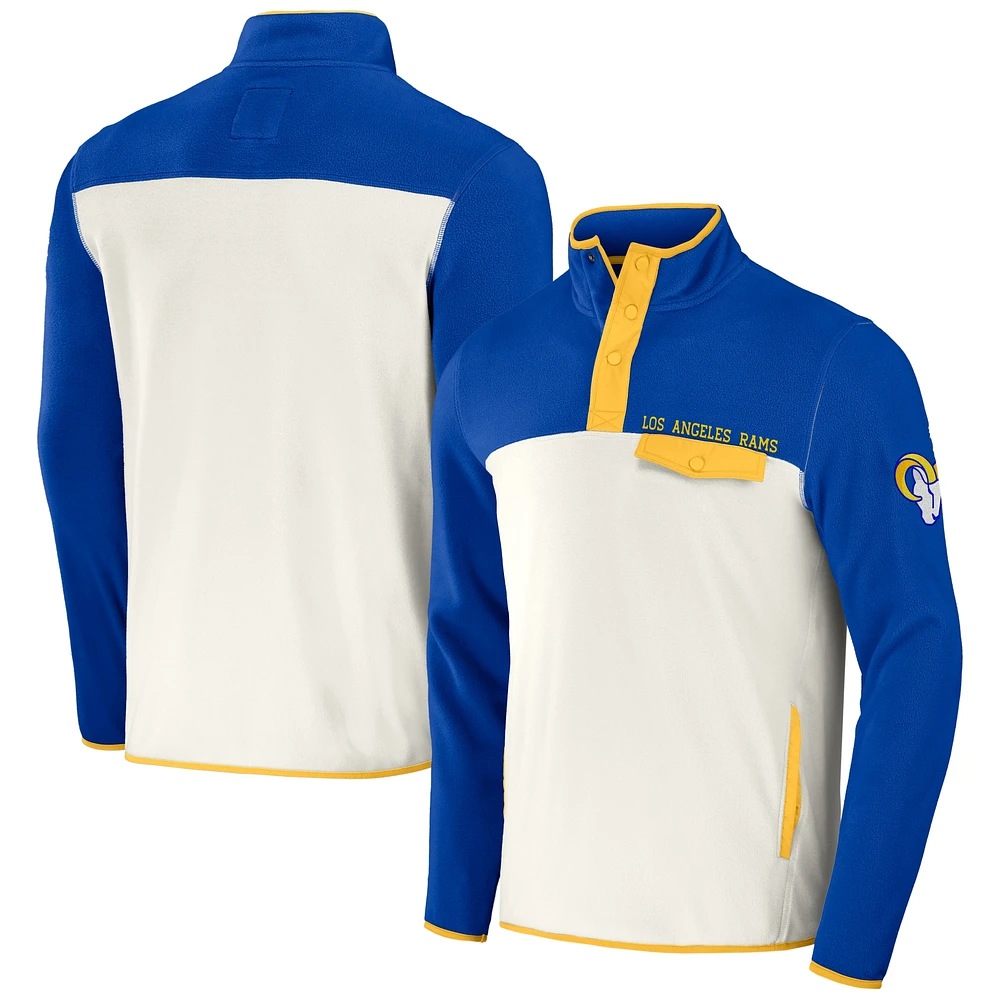 Veste en micro-polaire à boutons-pression Los Angeles Rams Royal/Cream pour homme de la collection NFL x Darius Rucker par Fanatics