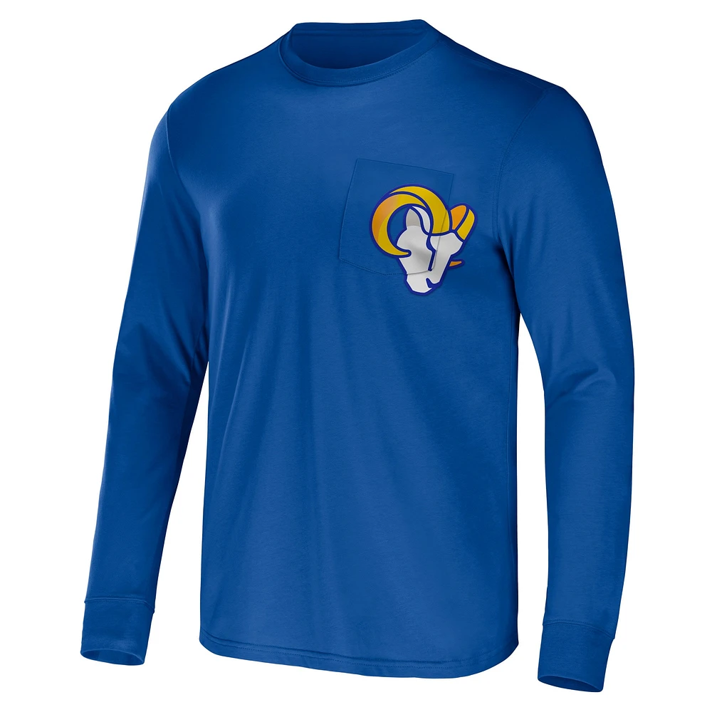 Collection NFL x Darius Rucker pour hommes par Fanatics Royal Los Angeles Rams Team T-shirt à poche manches longues