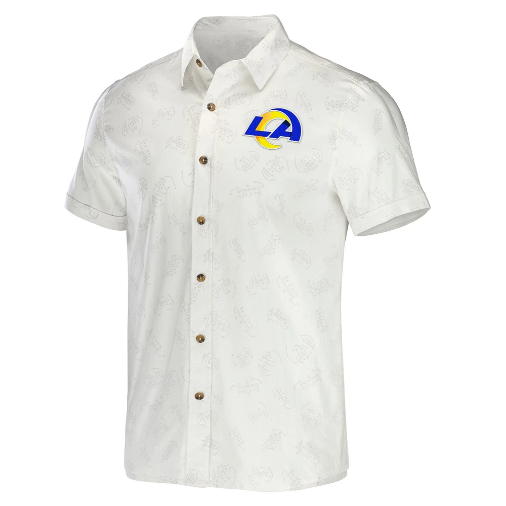 Collection NFL x Darius Rucker pour hommes par Fanatics T-shirt boutonné tissé blanc Los Angeles Rams