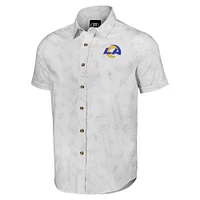 Men's NFL x Darius Rucker Collection by Fanatics White Los Angeles Rams Woven Short Sleeve Button Up Shirt