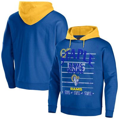 Men's NFL x Staple Navy Los Angeles Rams Throwback Vintage Wash Pullover Hoodie