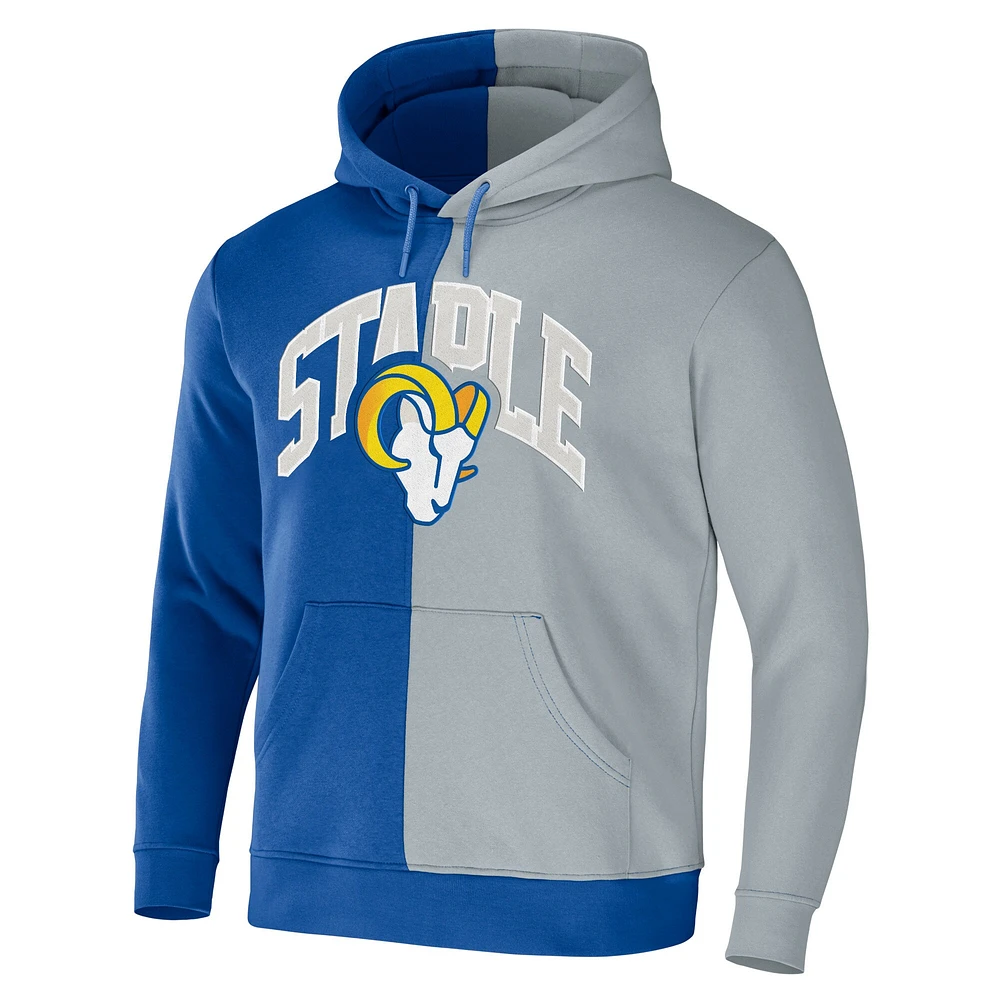 Sweat à capuche avec logo fendu NFL x Staple Royal Los Angeles Rams pour hommes