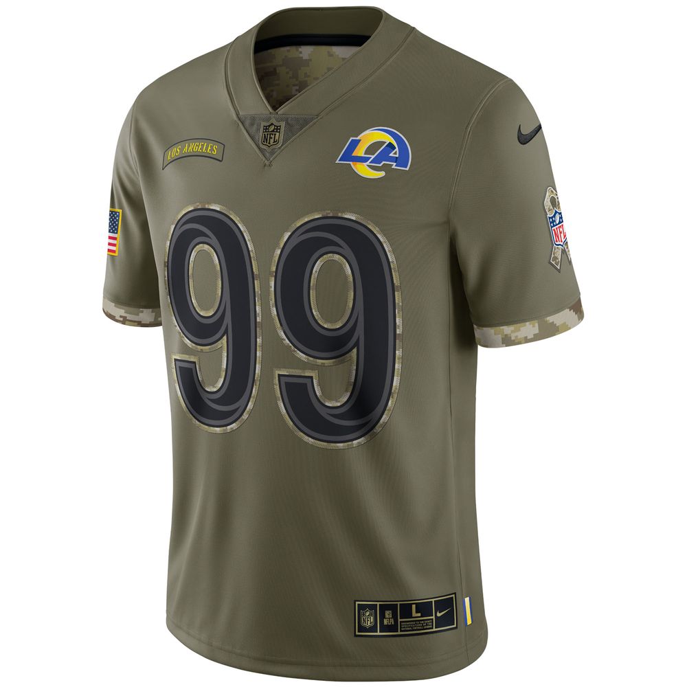 Nike Men's Nike Aaron Donald Olive Los Angeles Rams 2022 Salute To Service  Limited Jersey