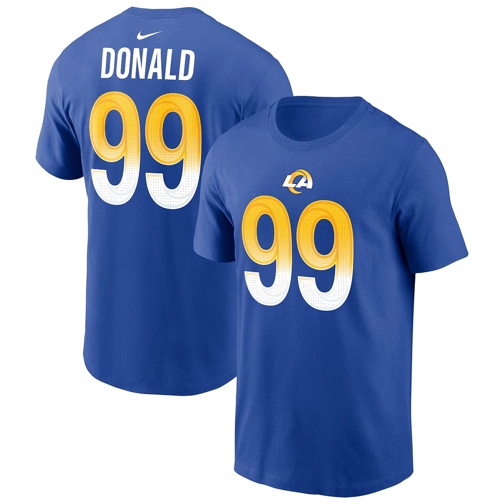 T-shirt avec nom et numéro du joueur Nike Aaron Donald Royal Los Angeles Rams pour homme