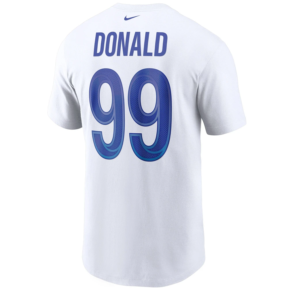 Men's Nike Aaron Donald White Los Angeles Rams Name & Number T-Shirt