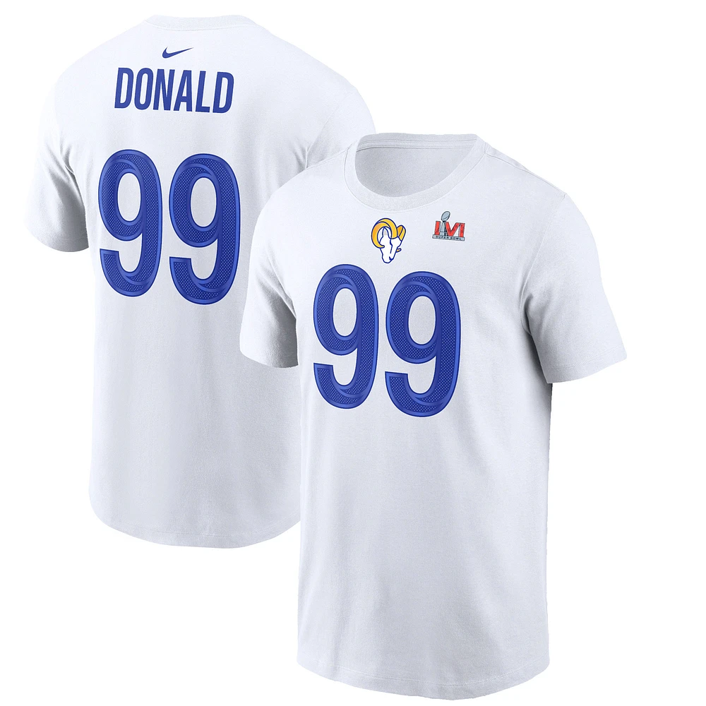 Men's Nike Aaron Donald White Los Angeles Rams Name & Number T-Shirt Size: Small