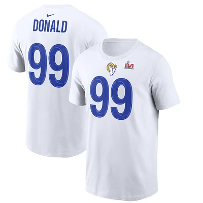 T-shirt Nike Aaron Donald Los Angeles Rams Super Bowl LVI pour homme avec nom et numéro