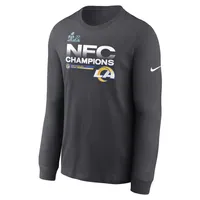 Men's Nike Anthracite Los Angeles Rams 2021 NFC Champions Locker Room Trophy Collection Long Sleeve T-Shirt