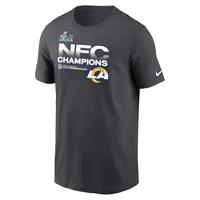 Men's Nike Anthracite Los Angeles Rams 2021 NFC Champions Locker Room Trophy Collection T-Shirt