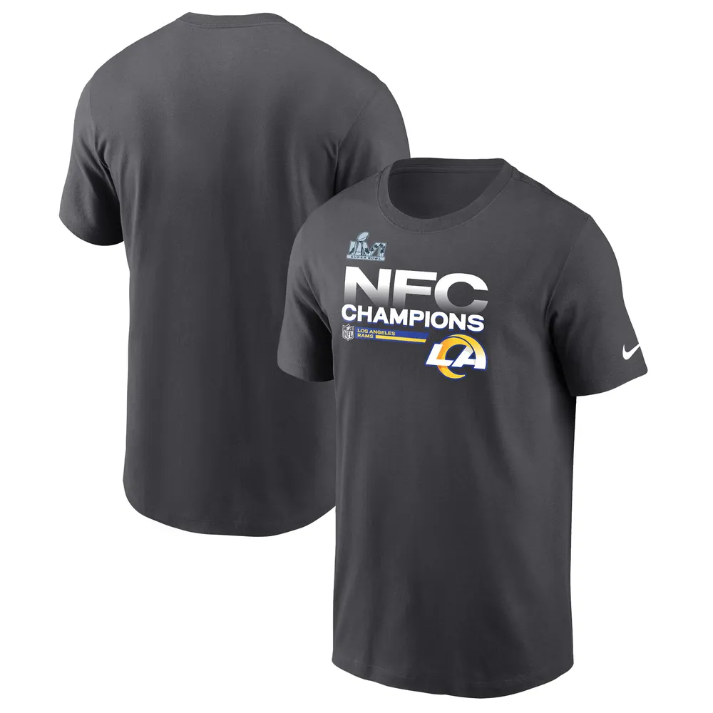 Men's Nike Anthracite Los Angeles Rams 2021 NFC Champions Locker Room Trophy Collection T-Shirt