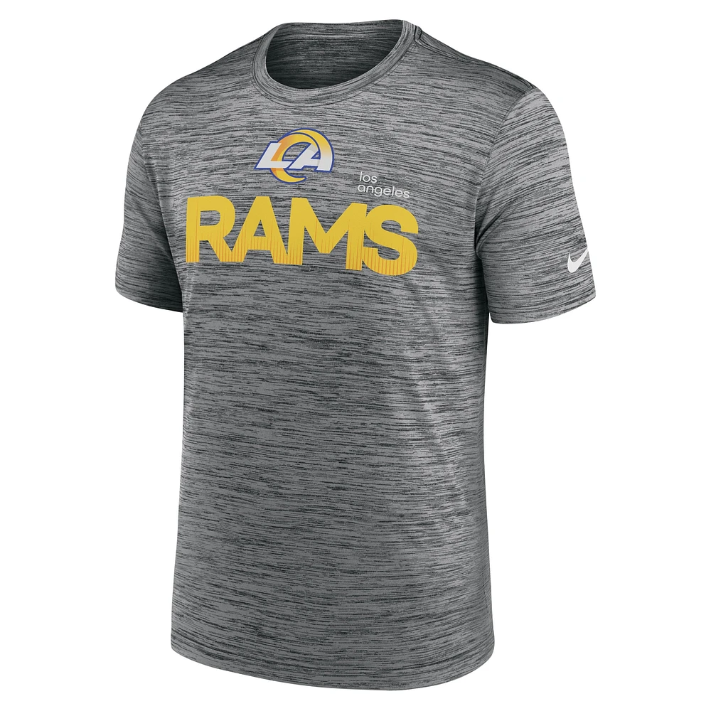 T-shirt Nike Anthracite Los Angeles Rams Blitz Velocity Modern Performance pour homme