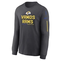 T-shirt à manches longues et slogan de l'équipe des Rams Los Angeles Nike pour homme, anthracite