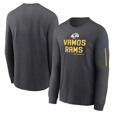 T-shirt à manches longues et slogan de l'équipe des Rams Los Angeles Nike pour homme, anthracite