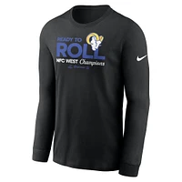 Men's Nike Black Los Angeles Rams 2024 NFC West Division Champions Locker Room Trophy Collection Long Sleeve T-Shirt