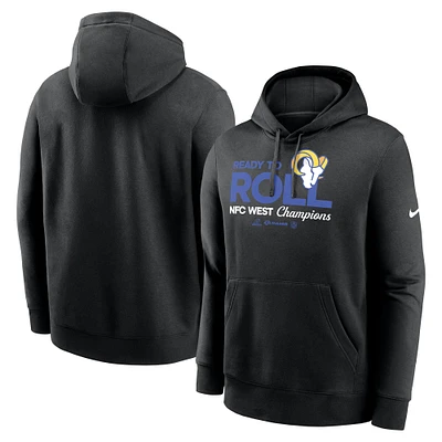 Sweat à capuche Nike noir pour homme Los Angeles Rams 2024 NFC West Division Champions Locker Room Trophy Collection