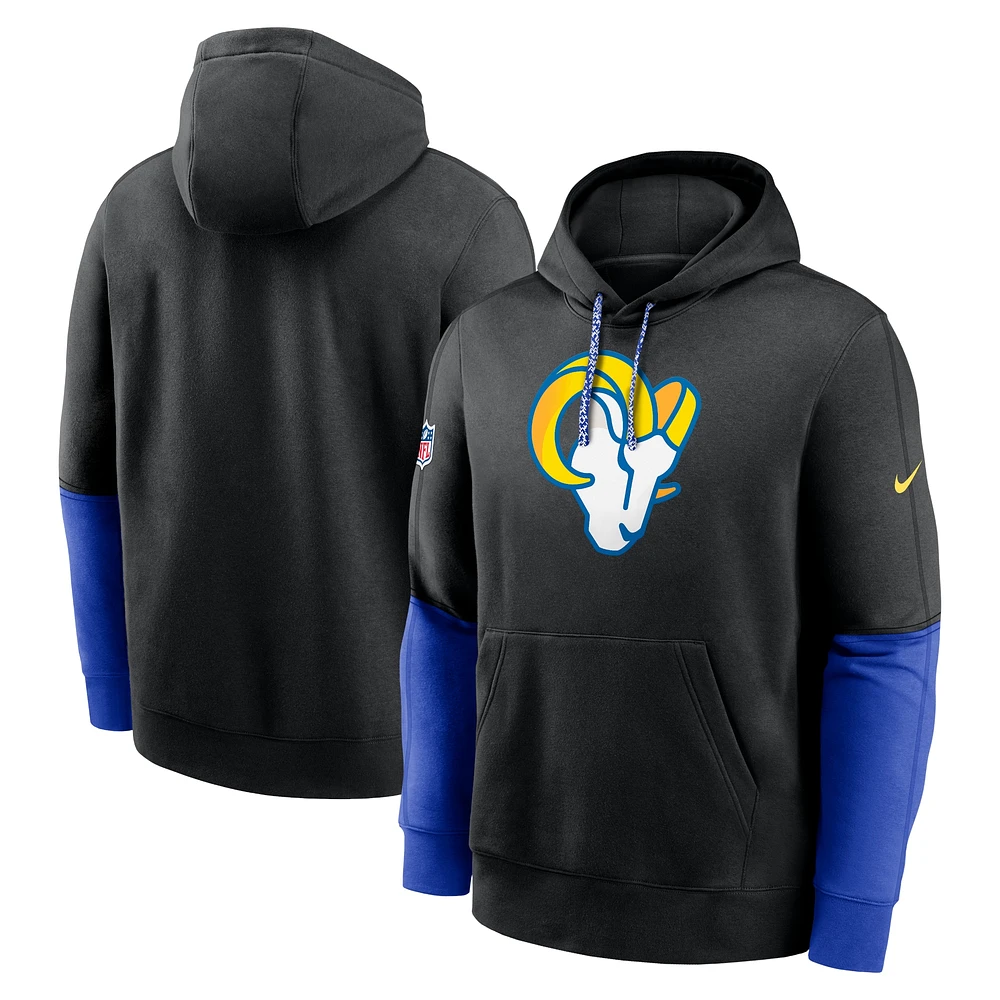 Men's Nike Black Los Angeles Rams 2024 Sideline Club Pullover Hoodie