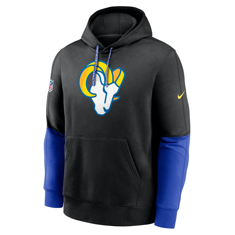 Men's Nike Black Los Angeles Rams 2024 Sideline Club Pullover Hoodie