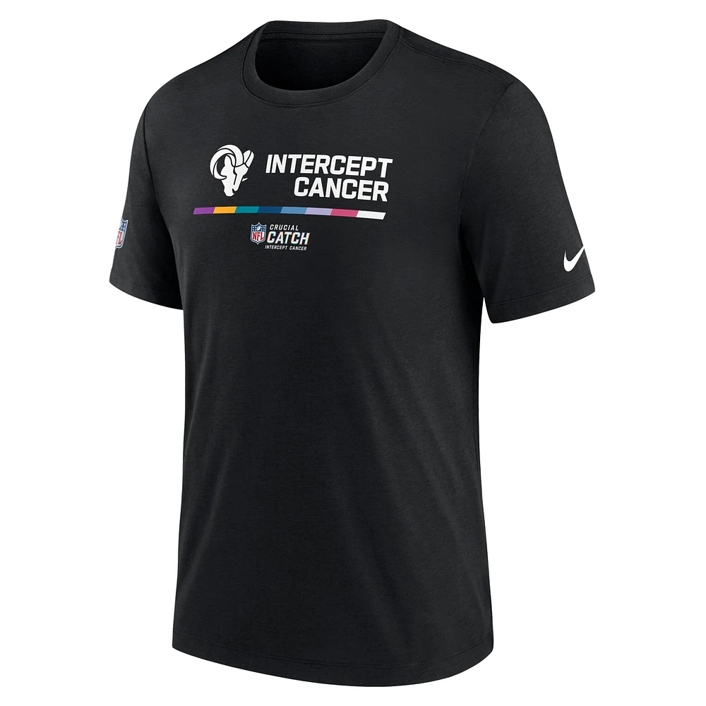 T-shirt de performance Nike noir Los Angeles Rams NFL Crucial Catch pour homme