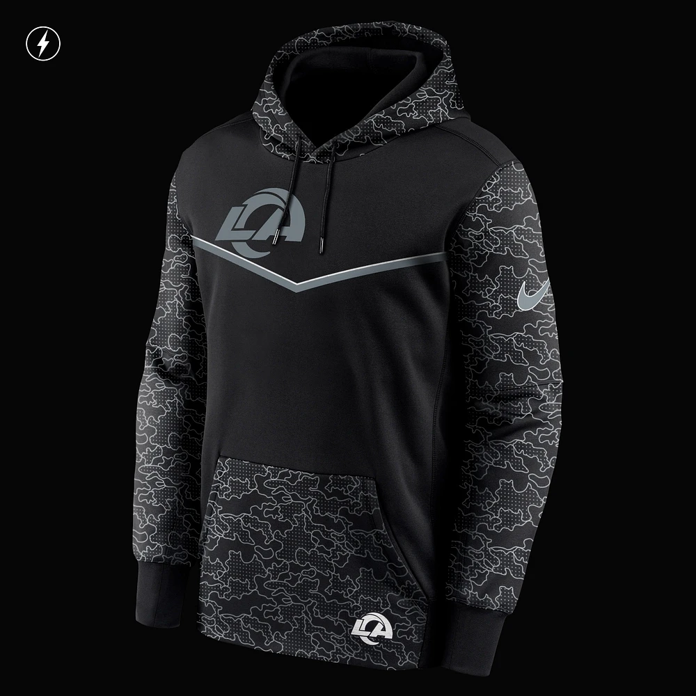 Men's Nike Black Los Angeles Rams RFLCTV Chevron Pullover Hoodie