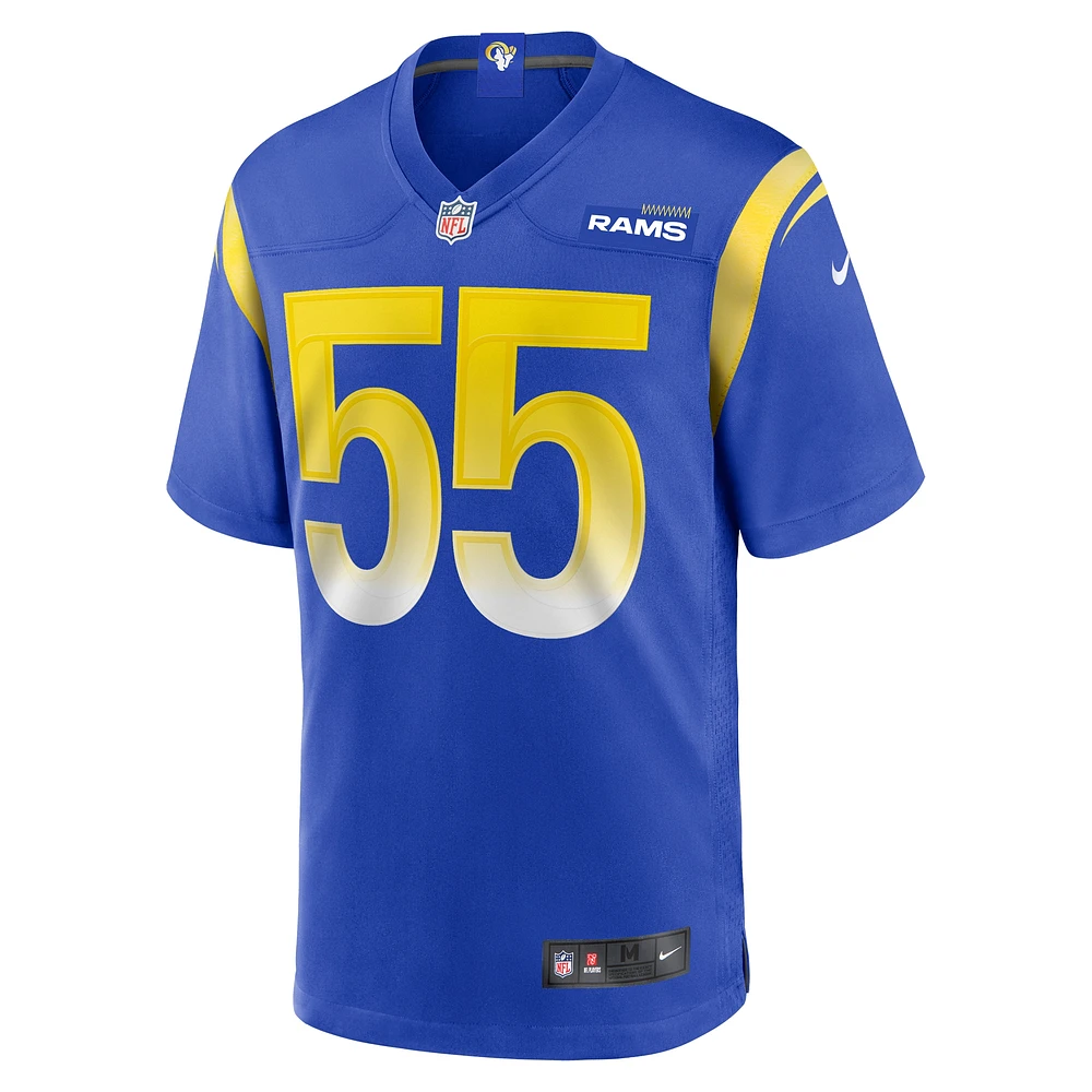 Men's Nike Braden Fiske  Royal Los Angeles Rams Team Game Jersey