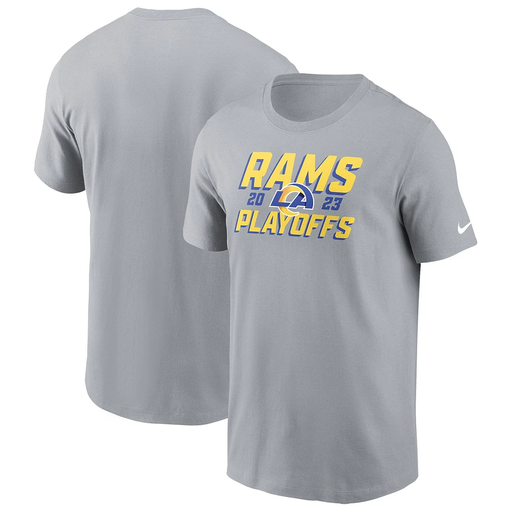 T-shirt emblématique Nike gris Los Angeles Rams 2023 NFL Playoffs pour homme