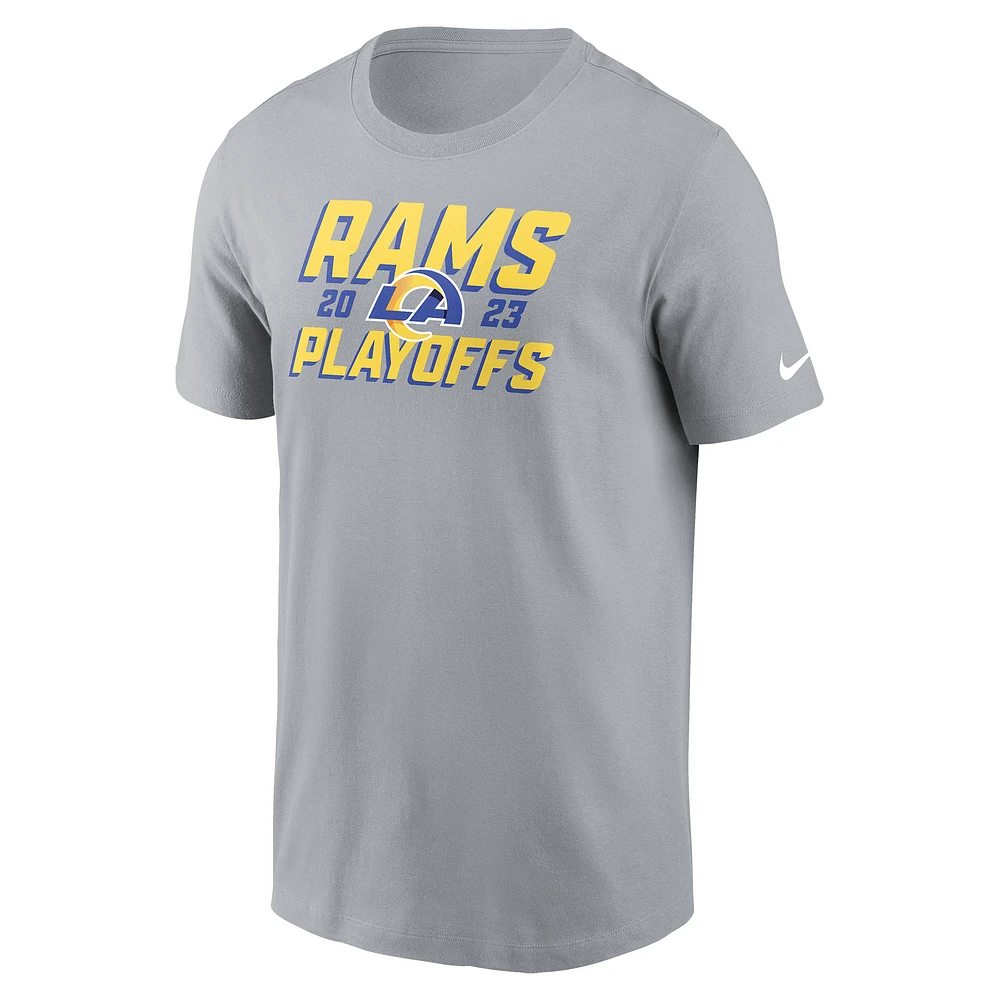 T-shirt emblématique Nike gris Los Angeles Rams 2023 NFL Playoffs pour homme