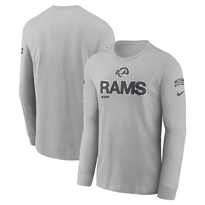 T-shirt à manches longues Nike Los Angeles Rams 2024 Salute To Service pour homme Gris