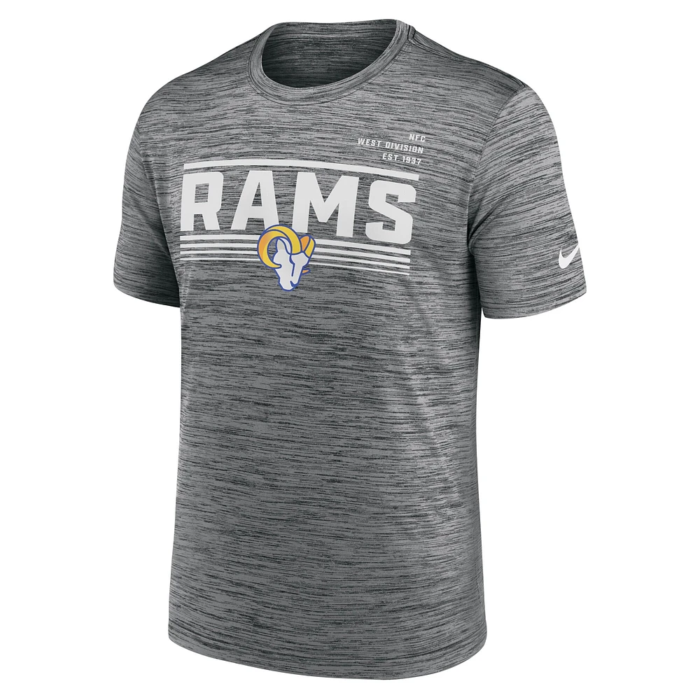 T-shirt Nike Los Angeles Rams Yardline Velocity Performance gris pour homme