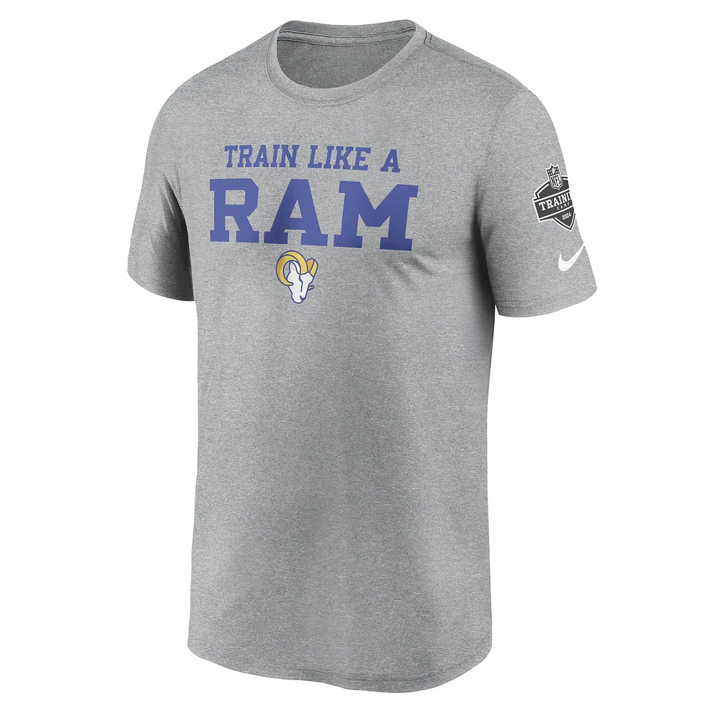 T-shirt Nike pour homme gris chiné Los Angeles Rams 2024 NFL Training Camp Legend Performance