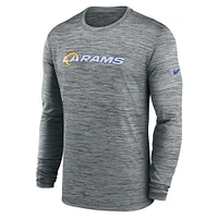 T-shirt à manches longues Nike Los Angeles Rams Sideline Team Velocity Performance pour homme, gris chiné