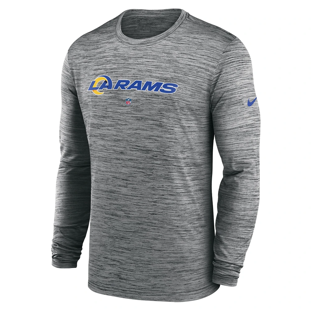 Men's Nike  Heather Gray Los Angeles Rams Sideline Team Velocity Performance Long Sleeve T-Shirt
