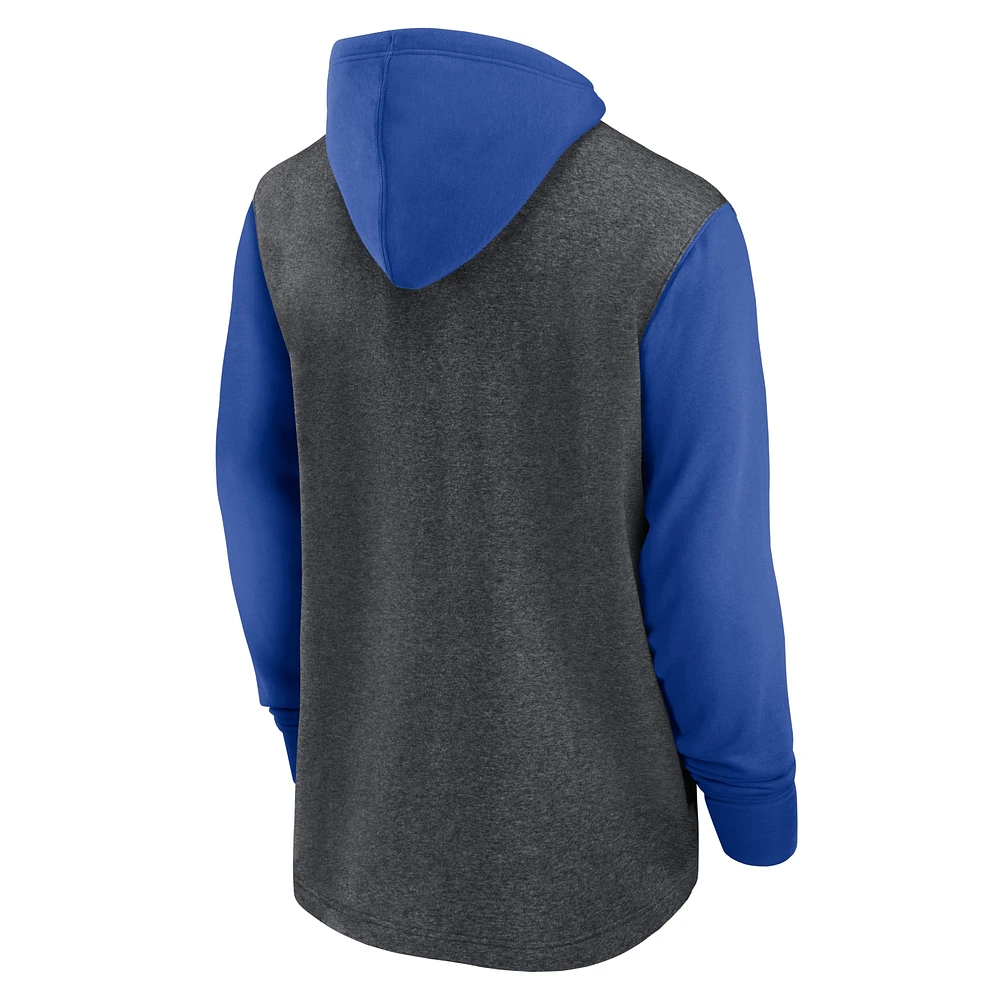Men's Nike Heathered Charcoal/Royal Los Angeles Rams Surrey Legacy Pullover Hoodie