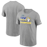 Men's Nike Heathered Gray Los Angeles Rams 2-Time Super Bowl Champions T-Shirt