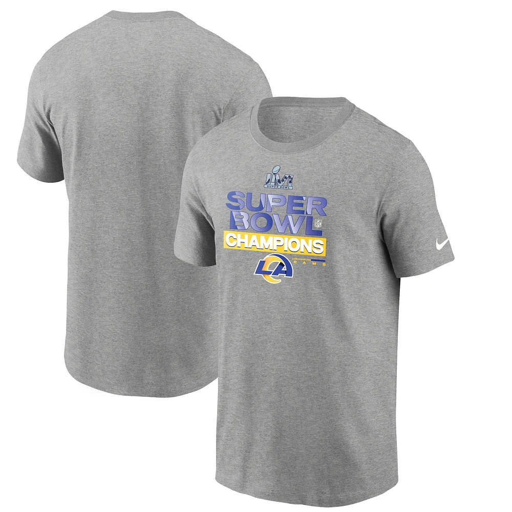 T-shirt pour homme Nike Los Angeles Rams Super Bowl LVI Champions Locker Room Trophy Collection gris chiné